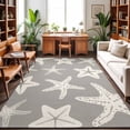 thumbnail image 2 of Rectangle Area Rugs 2.7 x 5 Ft, Grey Starfish Coastal Non-Slip Residential Carpet, Nautical Summer Ocean Abstract Art Indoor Crawling Mats Runner Rugs for Living Room/Dining Room/Bedroom, 2 of 9