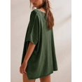 thumbnail image 3 of Women Crew‑Neck Oversized Short‑Sleeve T‑Shirt, Loose Drop‑Shoulder Side‑Slit Hem Casual Summer Tunic Blouse Tops, 3 of 15