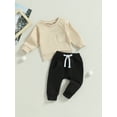 thumbnail image 3 of Bagilaanoe 2PCS Toddler Baby Boy Long Pants Set  Long Sleeve Sweatshirt Pullover Tops + Drawstring Sweatpants 6M 12M 18M 24M 3T Kids Casual Sweatsuits, 3 of 8
