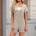 thumbnail image 6 of OGLCCG Pajama Rompers for Women Summer Casual Short Sleeve Crew Neck Jumpsuits Loose Fit One Piece Sleepwear Loungwear with Pockets, 6 of 7