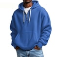 thumbnail image 2 of Qwertyu Men's Quarter Zip Hoodie Waffle Knit Pullover Long Sleeve Drawstring Casual Loose Fit Sweatshirt Hooded Tops with Pockets Dark Blue L, 2 of 4