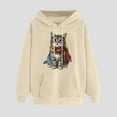 thumbnail image 2 of Oalirro Beige Womens Long Sleeve Drawstring Hoodies Daily Fahison Pullover Valentine's Day Gift for Her, 2 of 6
