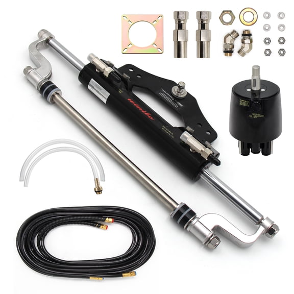Winibo 300HP Outboard Hydraulic Steering Kit, Boat Marine Steering System with Two-Way Lock, Built-in Compact Cylinder, Helm Pump and 26FT Nylon Hose for Single Station, Single-Engine (ZA0350V2)
