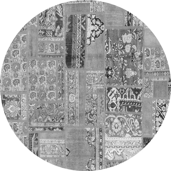 Ahgly Company Indoor Round Patchwork Gray Transitional Area Rugs, 5' Round