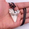 thumbnail image 3 of CHAOMA Plastic Imitation Bone Carving Lucky Shark Teeth Pendant Necklace Vintage Fossilized Tooth Necklace Cool Beach Necklace, 3 of 8