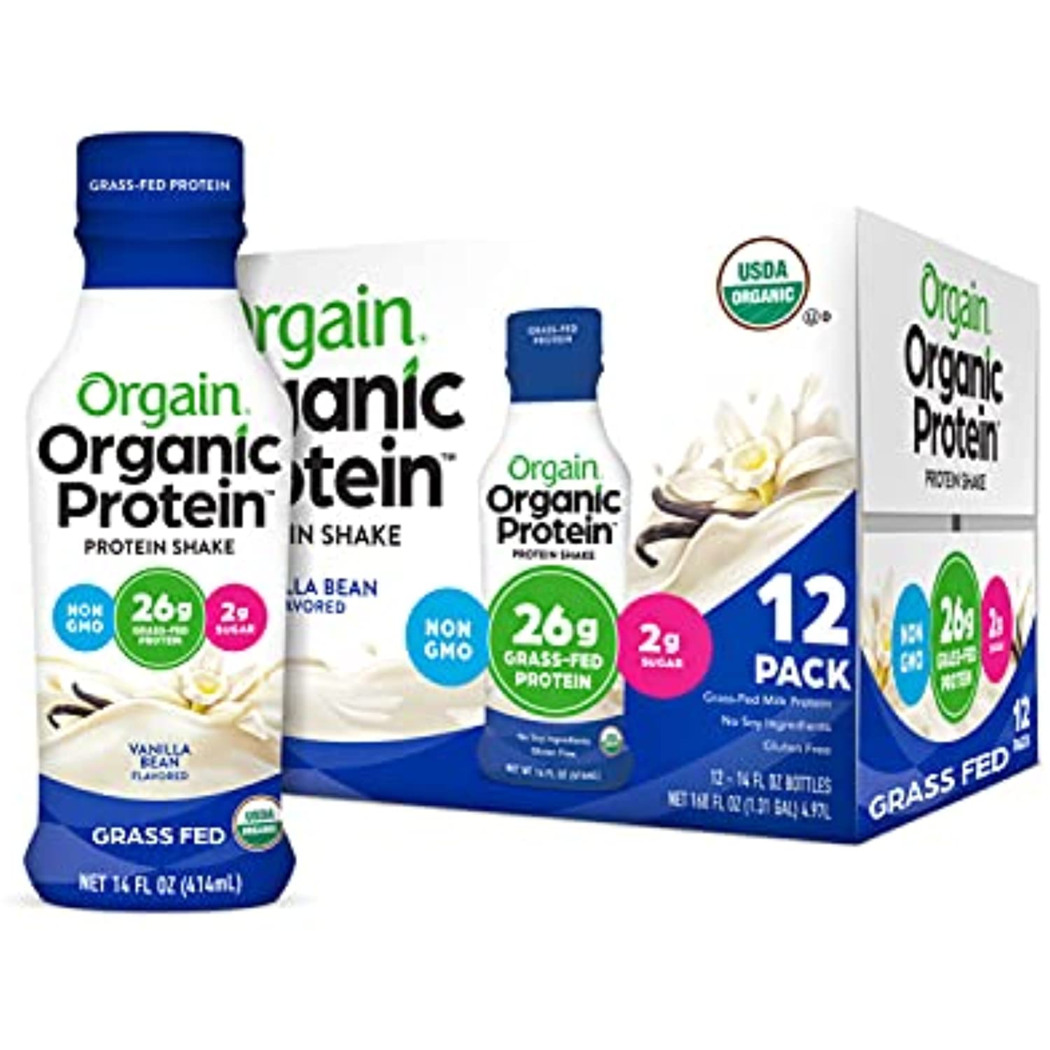 Orgain Organic 26G Grass Fed Whey Protein Shake, Vanilla Bean Meal