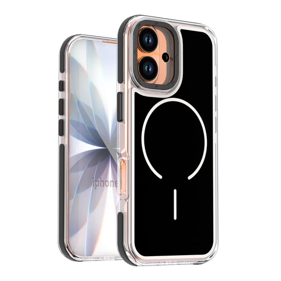 Magnetic Clear Compatible with iPhone 16 Plus Case, [Compatible with MagSafe][Never Yellowing] Anti-Slip Grip Military Drop Protective Bumpers Phone Cover for iPhone 16 Plus - Black