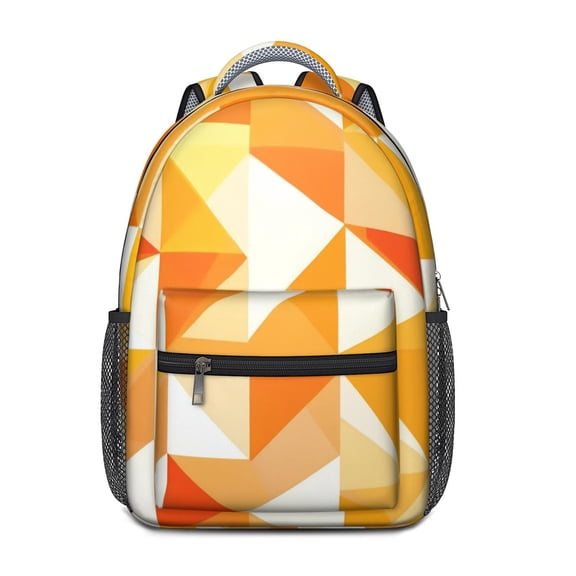 Orange Modern Art Geometric Backpack for School,Cute School Bag,Schoolbag with Adjustable Shoulder Straps & Padded Back,15.3"x11"x6.7"