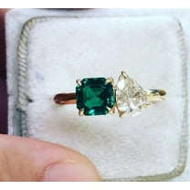 Jewelerix Toi Et Moi Asscher Cut Ring Plated Rose Gold Moissanite Diamond Engagement Ring 2 CT Amazing Mother's Day Gift