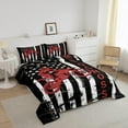thumbnail image 2 of Dirt Bike Comforter Set For Teens, American Flag Bedding Set Queen, Motocross Rider Extreme Sport Down Comforter United States Federations Stars Quilted Duvet Adult, Black White White, 2 of 6