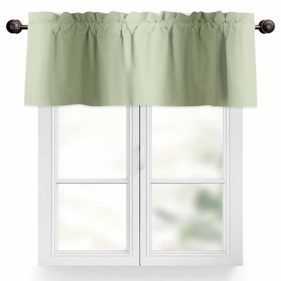 Sage Green Gradient Valances for Windows, 54 x 18in, Abstract Texture Modern Simple Rod Pocket Kitchen Valance Curtain Light Filtering Window Treatments for Living Room Bedroom, 1 Panel