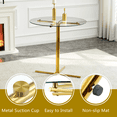 thumbnail image 5 of Hi loPres 36" Modern Round Glass Bar Table, Tempered Glass High Counter Table with Sturdy Gold Chrome Pedestal Base for Kitchen, Breakfast Nook, 5 of 7