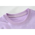 thumbnail image 3 of POPTEM Girls Sweatshirt Dots Dinosaur Graphics Cotton Pullover Long Sleeve Casual Tops Lilac 6t, 3 of 7