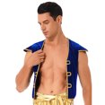 thumbnail image 2 of Zaldita Men's Cap Sleeve V Neckline Braided Trimming Vest Halloween Holiday Waistcoat Dress Up Royal Blue L, 2 of 5