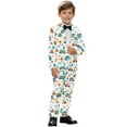 thumbnail image 2 of Xoenoiee Camping RVs Campfire Compass Tree Floral Leaves Print Boys Suits Slim Fit Tuxedo 2 Piece Kids Blazer Jacket Pants Formal Fashion Ring Bearer Outfit for Wedding, 11-12 Years, 2 of 7
