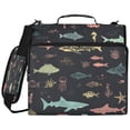 thumbnail image 2 of Zipper Binder with Shoulder Strap 2 inch 3 Ring Waterproof File Folder Organizer Bag 500 Sheet Marine Life Pattern, 2 of 8