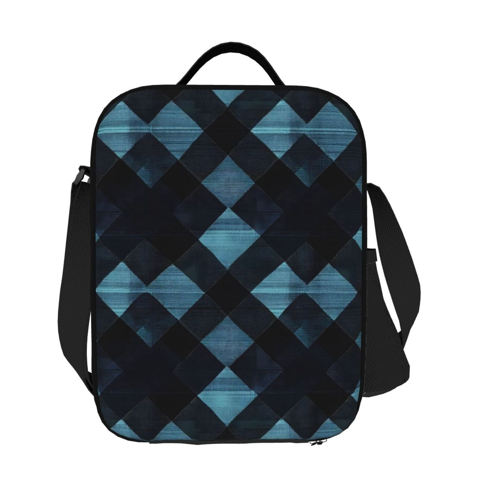 Thermal Insulation One Shoulder Portable Bento Bag Can Be Reused 8×10.5in For Carrying Drinks Bento Box Fruit Snacks Darkcyan Buffalo Plaid Check Tartan Scotland_1