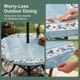 thumbnail image 5 of Round Outdoor Tablecloth with Umbrella Hole and Zipper, Teal Blue Spring Floral Tablecloth with Elastic Waterproof, Vintage Elegant Summer Botanical Patio Table Covers for 55" - 60" Pool Tables, 5 of 9