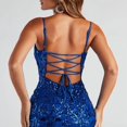 thumbnail image 4 of Yindaity Women's Spaghetti Straps Sparkly Sequins Bodycon Mini Dress Party Nightclub Blue,S, 4 of 5