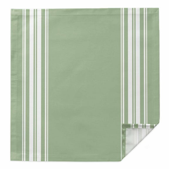 Sage Green Cloth Napkins Washable Set of 1, Farmhouse Sage Green White Striped Reusable Dinner Table Napkins Cloth Bulk for Weddings Kitchen Restaurants Hotel Events Parties 20 x 20 Inch