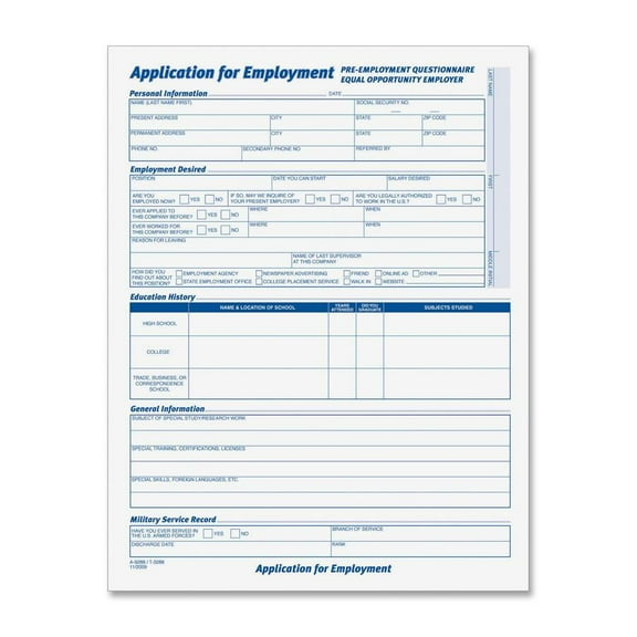 TOPS, TOP3288, Comprehensive Applications For Employment, 25 / Pack