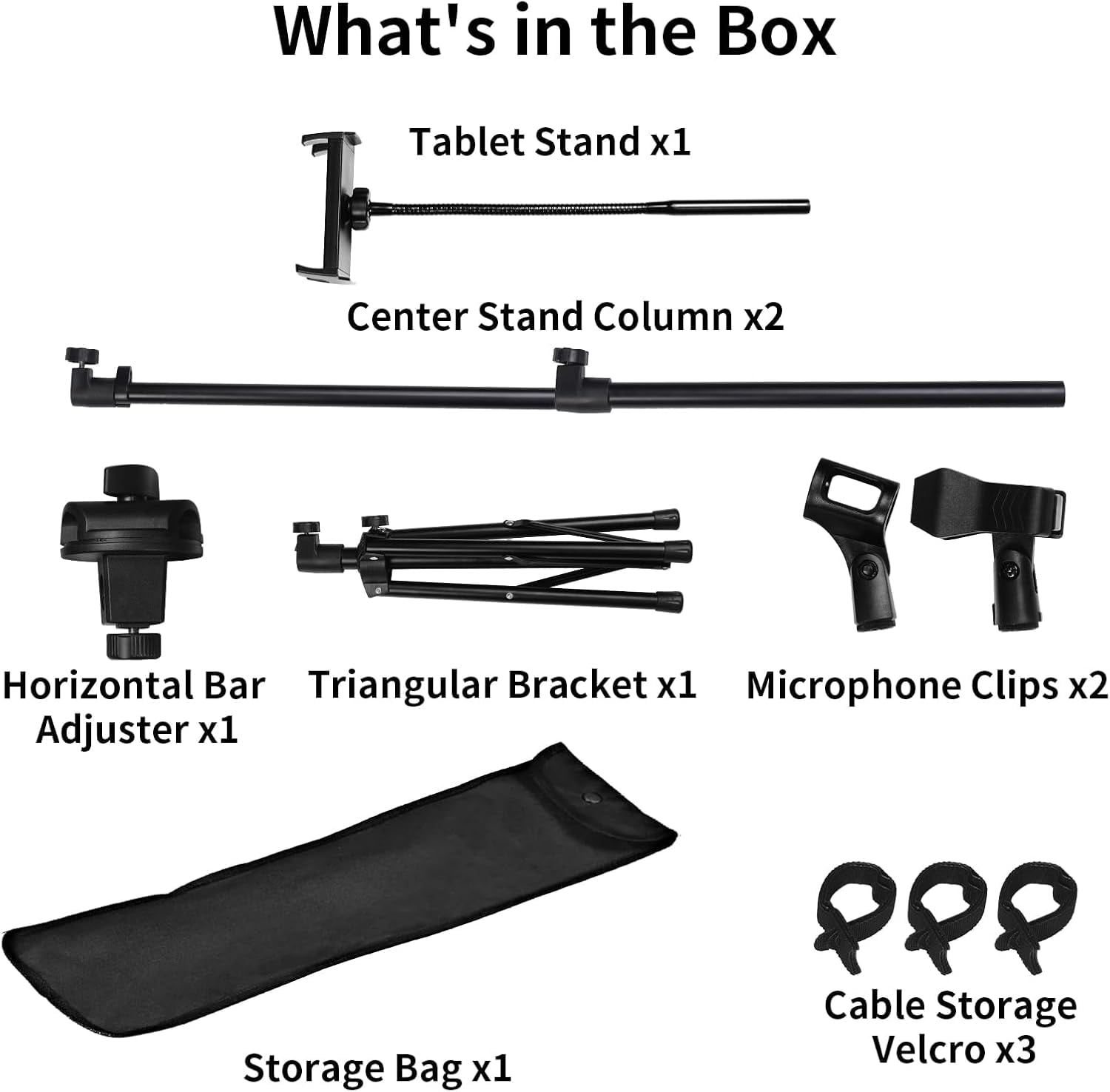 DQQKMM Tripod Mic Stand, 2-in-1 Adjustable Floor Stand with Boom Arm, Phone & Mic Holder with Storage Bag for Singing Studio Stage
