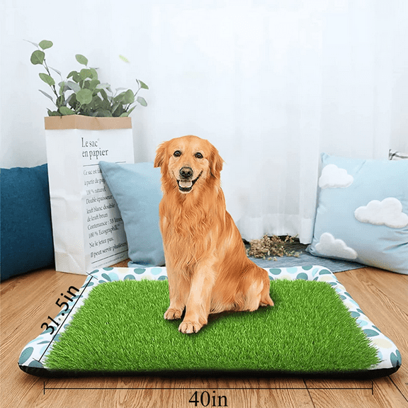 Senya Realistic Grass Turf Lawn, Indoor Outdoor Artificial Rug Garden Lawn Landscape Mat Pee Pad (Green) 40*32inch