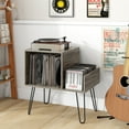 thumbnail image 2 of Gymax Record Player Stand Turntable Stand w/ Built-in Charging Station Metal Legs Gray, 2 of 10