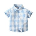 thumbnail image 2 of TOOYOU Boys Shirt Toddler Short Sleeve Fashion Plaid Shirt Tops Coat Outwear Size 4-5 Years Blue, 2 of 5