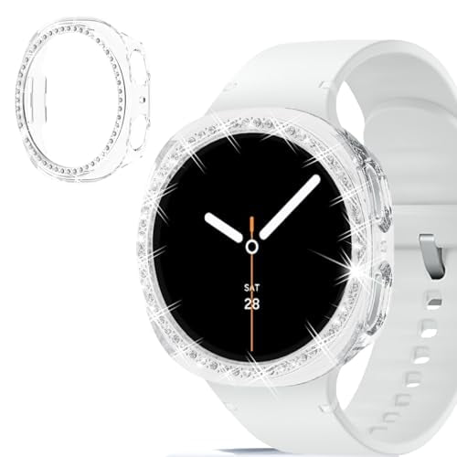 Bling Case for Samsung Galaxy Watch 9 (2026) Watch 8 40mm (2025), Diamond Bumper Hard PC Screen Cover for Galaxy Watch 9 Watch 8 Protector Accessories (Clear)