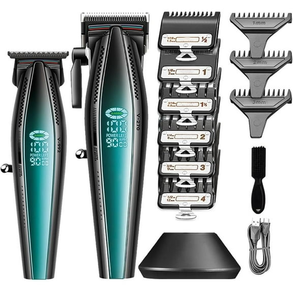 Professional Hair Clippers for Men, 2PCS Professional Barber Trimmer Cordless Hair Cutting Machine 9000 RPM Hair Trimmer for Men