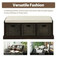 thumbnail image 4 of MODERNLUXE Rustic Storage Bench with 3 Removable Rattan Basket, Entryway Bench with Removable Cushion,Espresso, 4 of 8