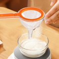 thumbnail image 1 of Filtro de malla para alimentos, embudo para alimentos con colador con mango, colador de malla, embudo de cocina para llenar botellas de leche de soja naranja, 1 of 8
