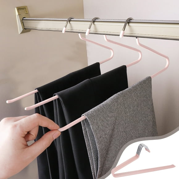 5 Pack - Z Shaped Pants Hanger - Heavy Duty Iron Clothes Rack for Closets, Space Saving Storage organizer Singles, Pink, JKODE