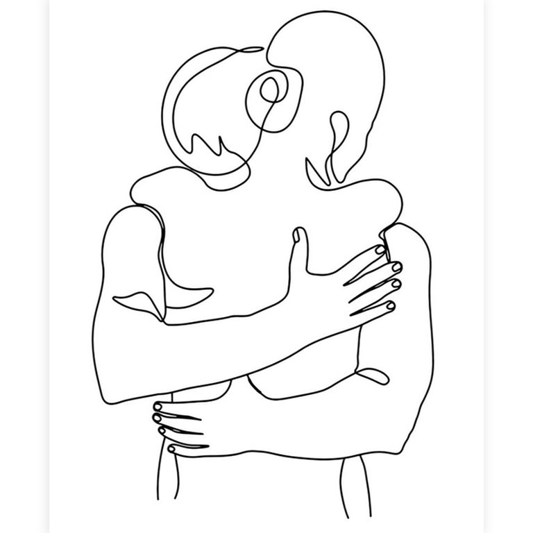 Abstract Couple Line Art Romantic Poster Couple One Line Art Body Couple  One Line Drawing Love Line Art Print Hugs Line Art Minimalist 