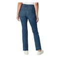 thumbnail image 2 of GLORIA VANDERBILT Womens Navy Denim Distressed Pocketed Zippered Raw Hem Slimming Straight leg Jeans 12, 2 of 4