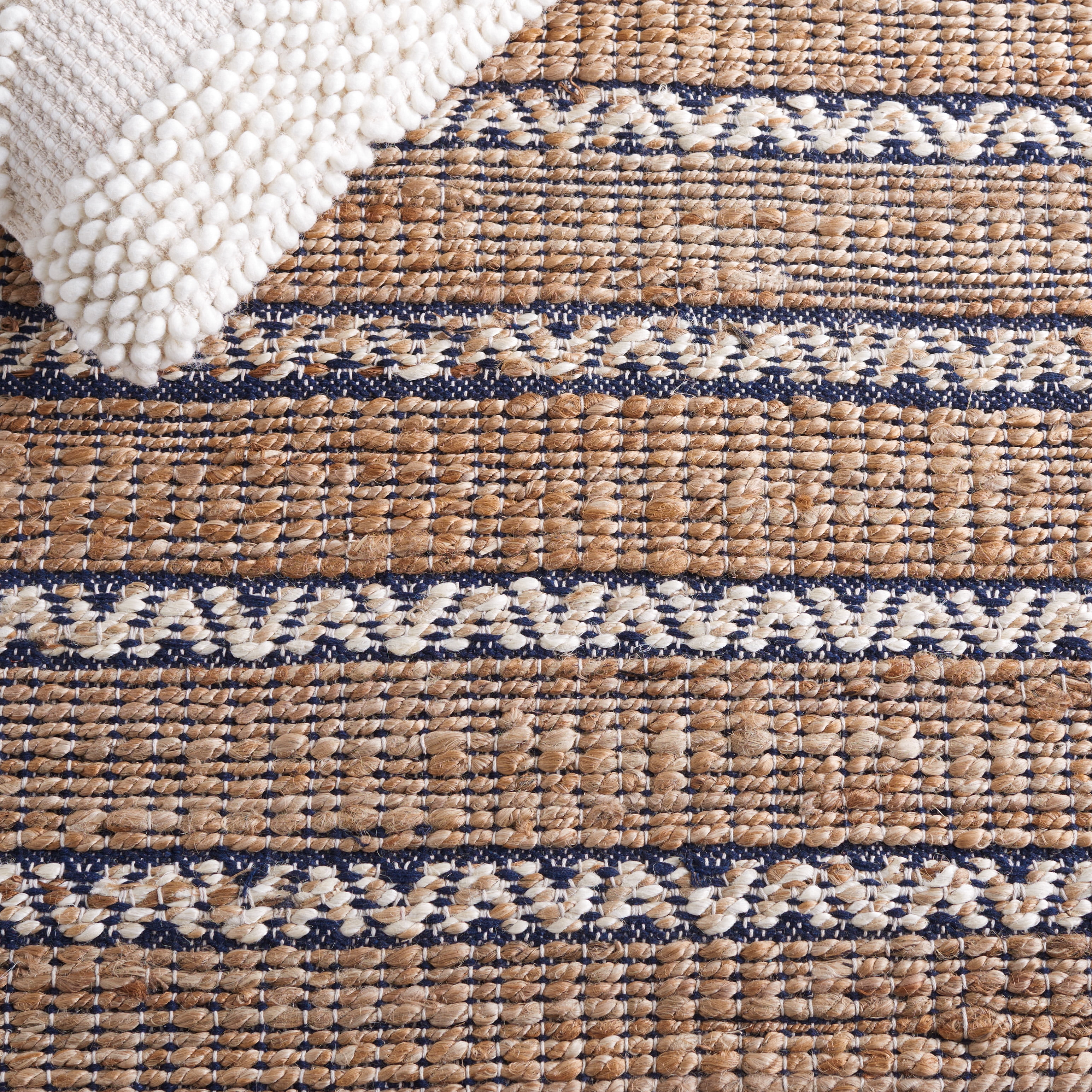 SAFAVIEH Natural Fiber Jack Striped Area Rug, Navy/Natural, 6' x 9'