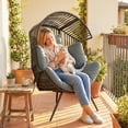 thumbnail image 2 of Outsunny Wicker Egg Chair, Indoor Outdoor Rattan Lounge Chair with Cushion, 2 of 10