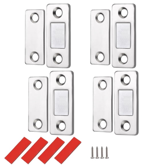 Ultra-Thin Invisible Cabinet Door Magnets, Cabinet Magnetic Catch, Magnetic Cabinets Door Latches, Ultra Thin Cabinets Doors Magnetics Catch for Drawer Magnets Adhesive (8Pairs,Silver)