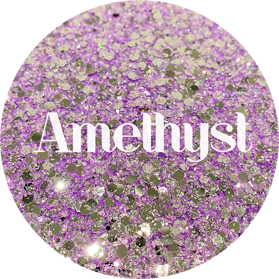 Glitter Heart Co. - High Quality Polyester Glitter - 1oz Bag- Amethyst - Purple and Silver Chunky Mix