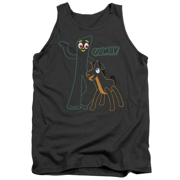 Gumby Outlines Adult Tank Top Charcoal