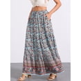 thumbnail image 4 of DARING DIVA Women's Boho Flare Floral Skirt XL Blue, 4 of 6