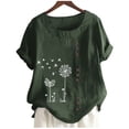 thumbnail image 4 of Azrian Plus Size Tops for Womens,Pullover Shirt Autumn Winter Women's Summer Casual Round Neck Short Sleeve Printed Loose Shirt Cheap on, 4 of 6