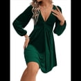 thumbnail image 1 of Vestido Midi Elegante para Mujer, con Frunces, para Graduación, Fiesta de Cóctel o Boda Verde Oscuro M, 1 of 10