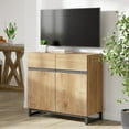 thumbnail image 2 of WAMPAT Modern TV Stand for TVs up to 40 inch, Entertainment Center TV Console with Adjustable Shelve and Metal Base for Living Room,Bedroom,Oak, 2 of 12