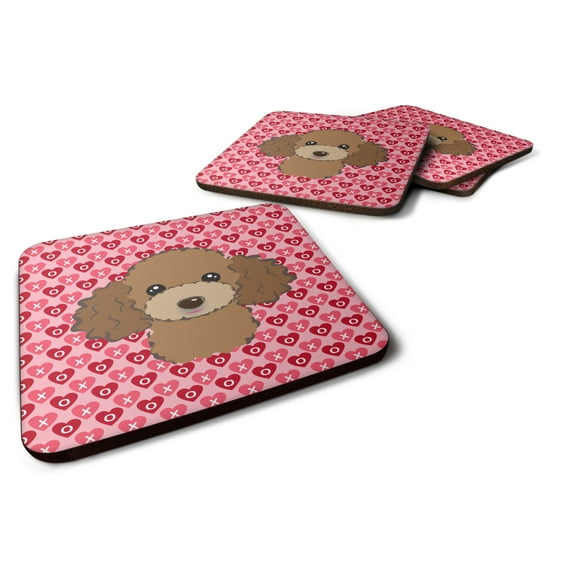 Chocolate Brown Poodle Foam Coaster Set of 4