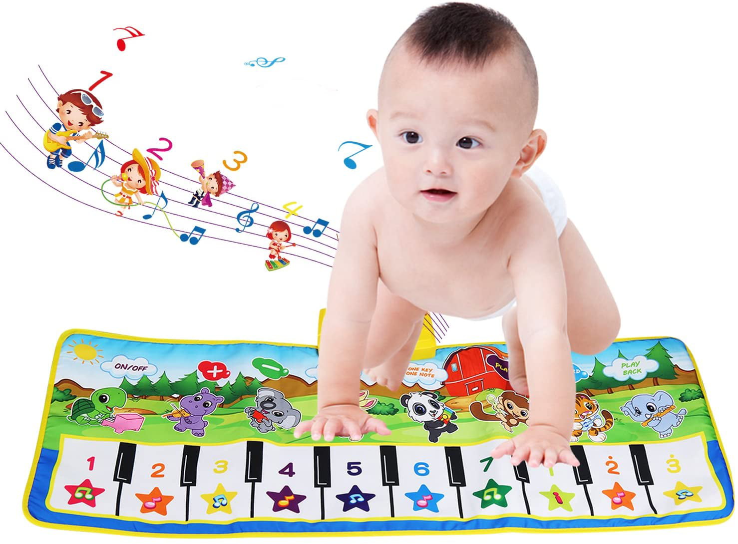 Kids Piano Keyboard Musical Battery Powered Mat Early Education Floor Carpet Toy 