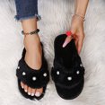 thumbnail image 5 of Pantuflas de algodón para damas Zapatos de felpa para exteriores de fondo plano con perla de felpa cálida para interiores Wmkox8yii hj789, 5 of 5