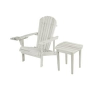 W Unlimited SW2101WT-CHET Earth Collection Adirondack Chair with Phone & Cup Holder, 1 Chair & 1 End Table Set - White