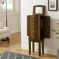 thumbnail image 2 of Linon Fran Armoire à Bijoux en Bois à 6 Tiroirs avec Dessus Rabattable en Noyer Classique Brun, 2 of 17